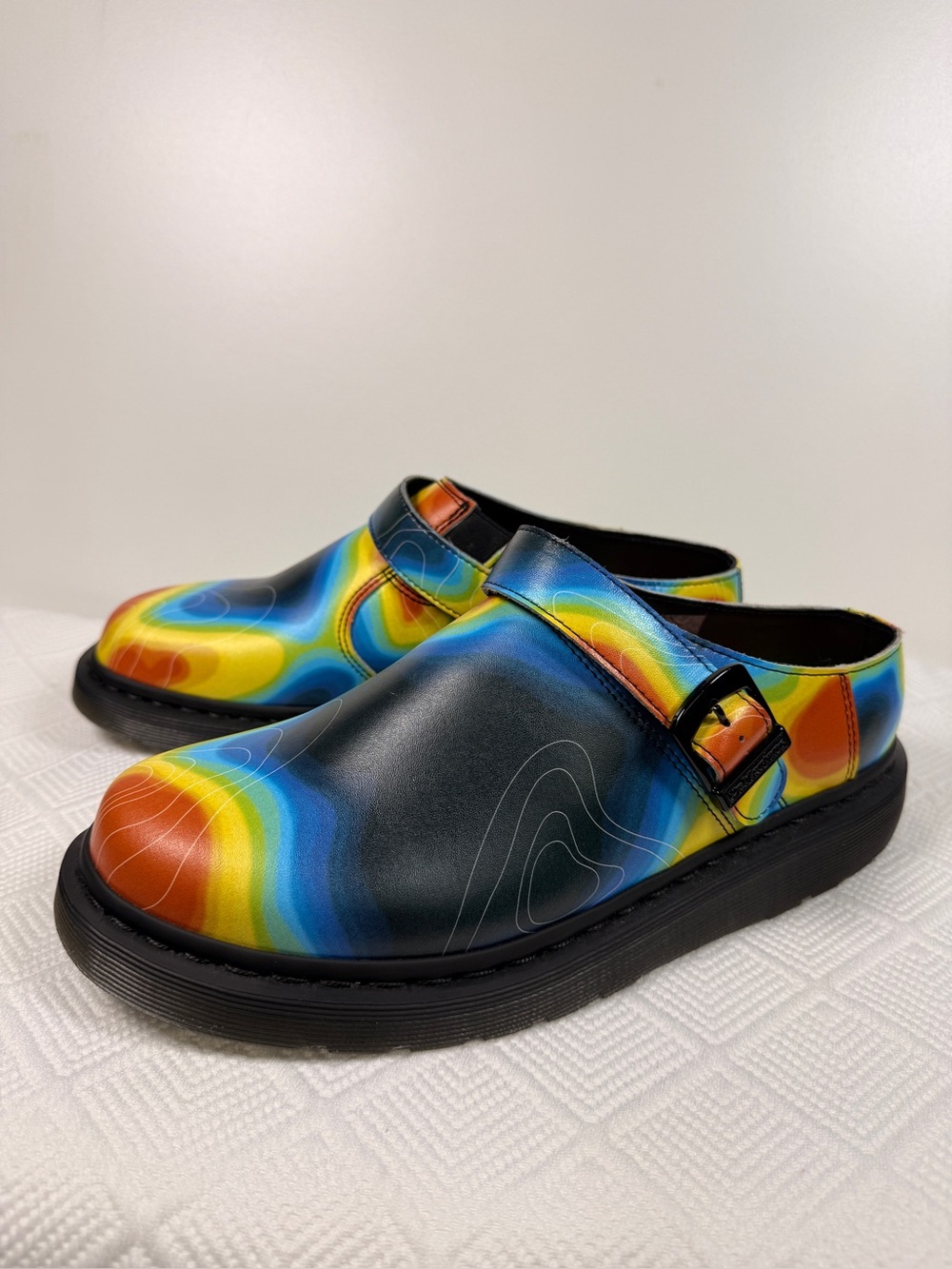 Dr Martens Isham Thermal Map Genix Nappa Leather Slingback Chunky Mule 11, NWOT - Picture 2 of 16